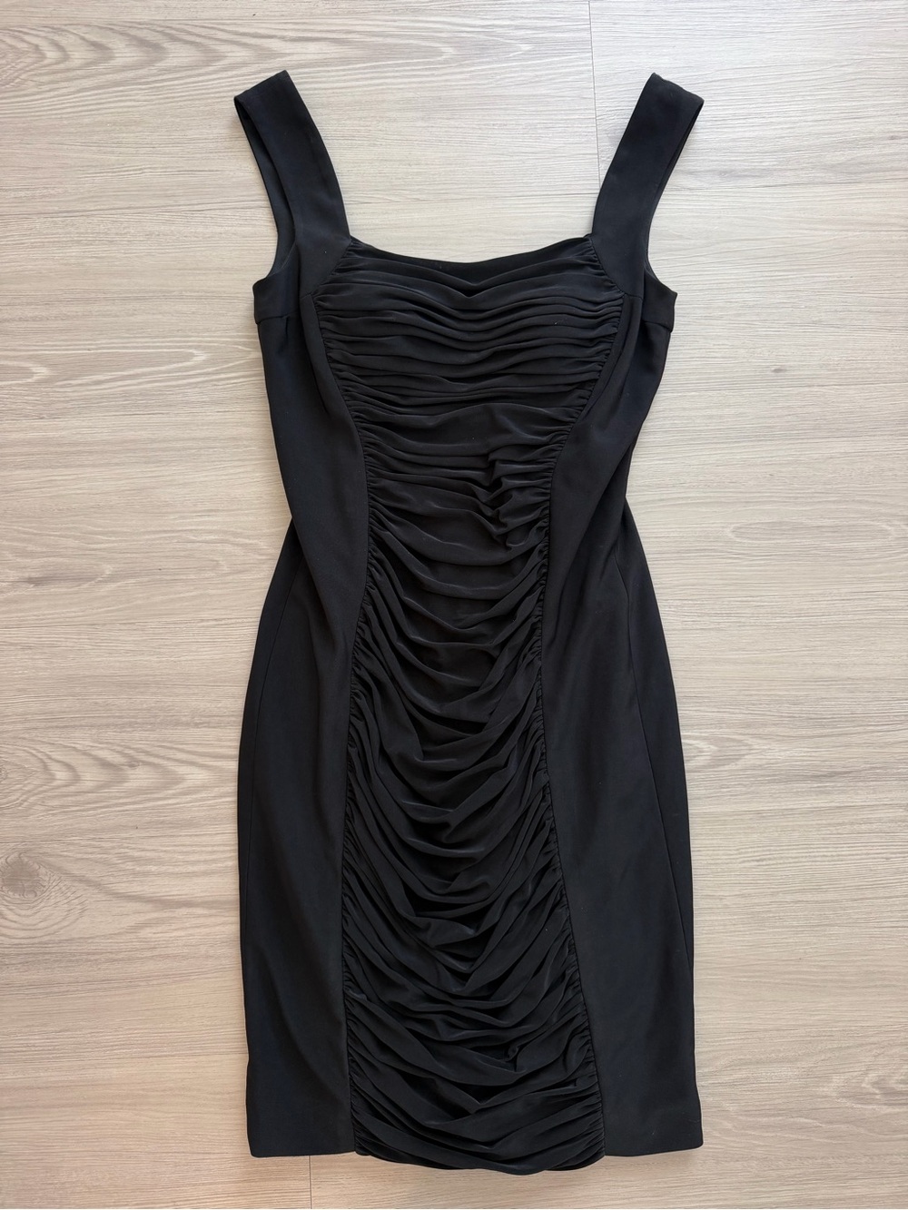 Cache Black Ruched Front Mini Dress